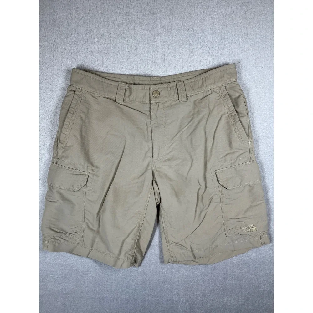 The North Face Mens Khaki Tan Nylon Cargo Hiking Shorts Size 34 8in Inseam